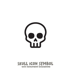 Black and White Skull Icon Symbol Vector Image Illustration Minimalist Design Graphic Art