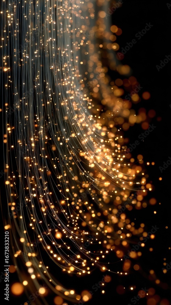 Poster dazzling golden light trails create a mesmerizing visual experience in a dark setting