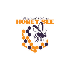 Honey bee logo design concept. Honeycomb design vector illustration, modern concept for brand
