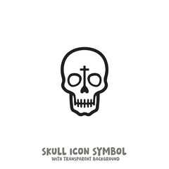 Black and White Skull Icon Symbol Vector Image Illustration Minimalist Design Graphic Art