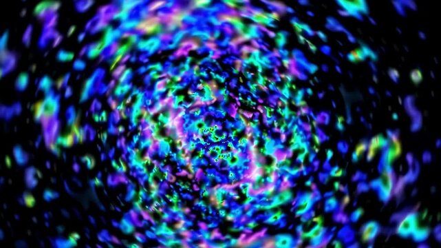 Abstract video of fractal tiny particles floating in space, futuristic visual background for nightclub, techno, drum & bass, and electronic music events.