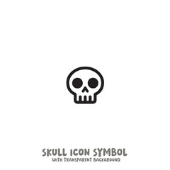Black and White Skull Icon Symbol Vector Image Illustration Minimalist Design Graphic Art