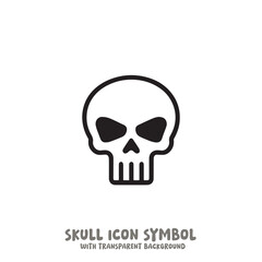 Black and White Skull Icon Symbol Vector Image Illustration Minimalist Design Graphic Art