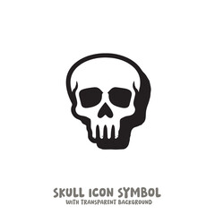 Black and White Skull Icon Symbol Vector Image Illustration Minimalist Design Graphic Art