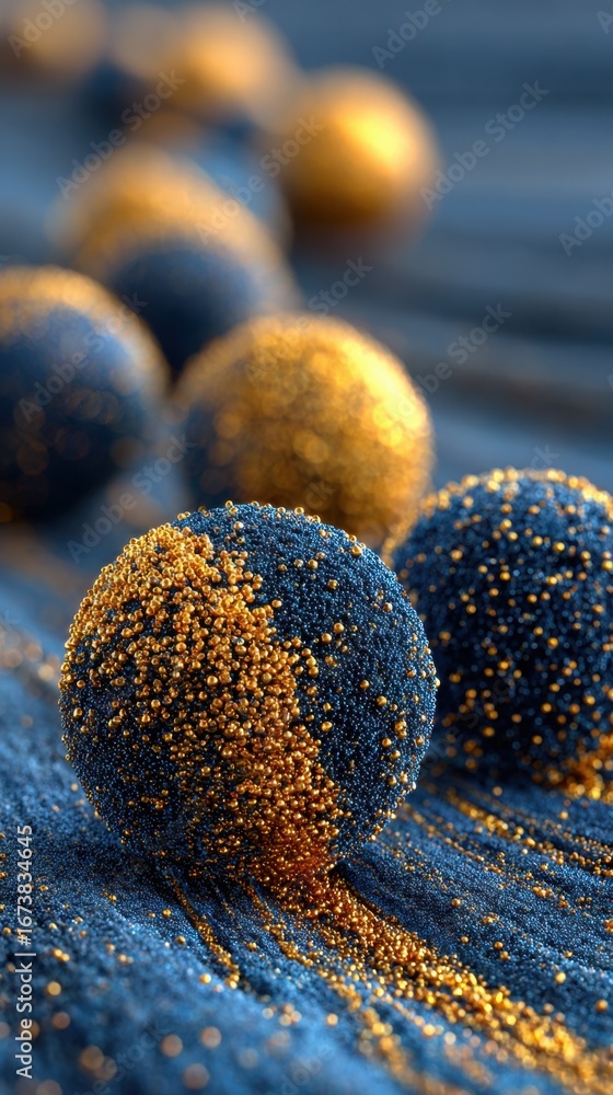 Aufkleber unique spherical decorations glimmering under soft light create a mesmerizing artistic display on a 