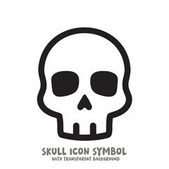Black and White Skull Icon Symbol Vector Image Illustration Minimalist Design Graphic Art