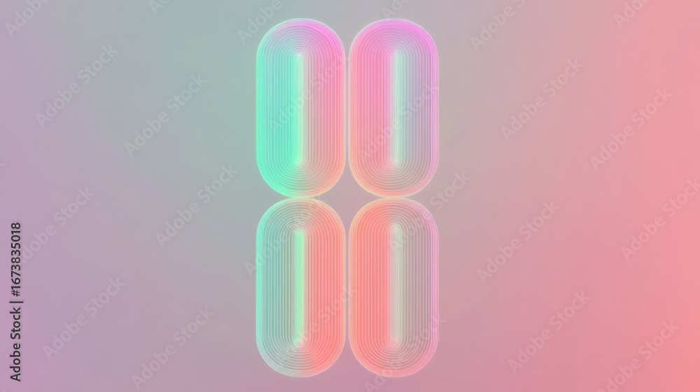 Poster vertical layered text graphic with outlined design in a minimalist composition.