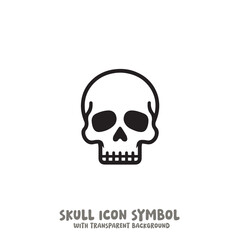 Fototapeta premium Black and White Skull Icon Symbol Vector Image Illustration Minimalist Design Graphic Art
