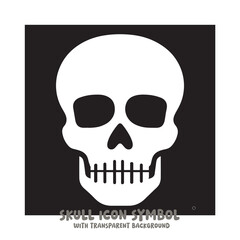 Black and White Skull Icon Symbol Vector Image Illustration Minimalist Design Graphic Art