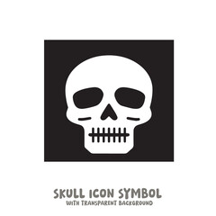 Black and White Skull Icon Symbol Vector Image Illustration Minimalist Design Graphic Art