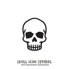 Black and White Skull Icon Symbol Vector Image Illustration Minimalist Design Graphic Art