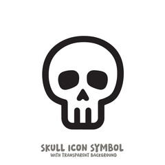 Black and White Skull Icon Symbol Vector Image Illustration Minimalist Design Graphic Art