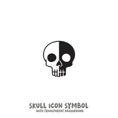 Black and White Skull Icon Symbol Vector Image Illustration Minimalist Design Graphic Art