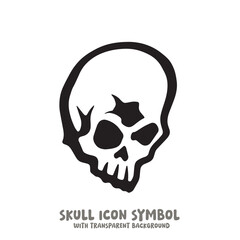 Black and White Skull Icon Symbol Vector Image Illustration Minimalist Design Graphic Art