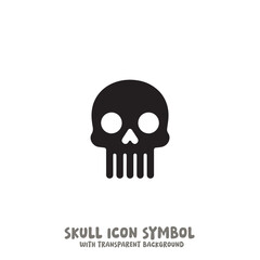 Black and White Skull Icon Symbol Vector Image Illustration Minimalist Design Graphic Art