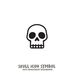 Black and White Skull Icon Symbol Vector Image Illustration Minimalist Design Graphic Art