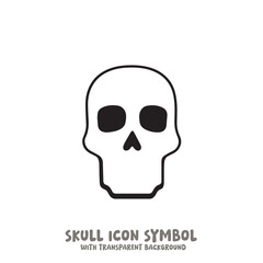 Black and White Skull Icon Symbol Vector Image Illustration Minimalist Design Graphic Art