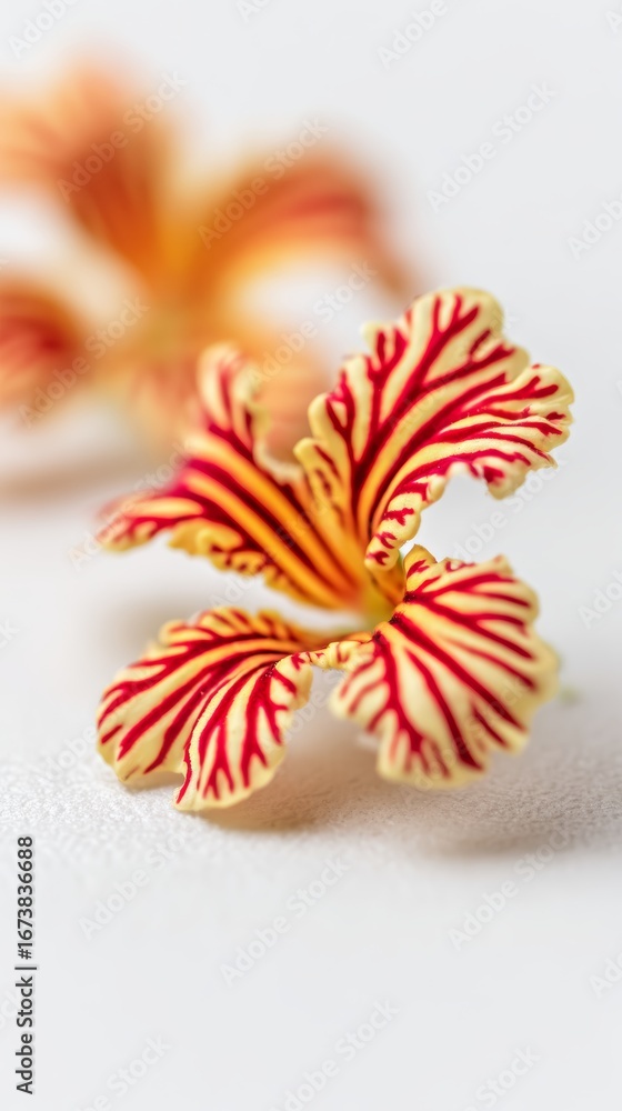 Poster colorful striped flower with vibrant red and yellow patterns captured in intricate detail on a soft 