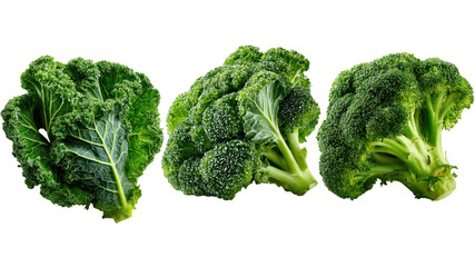 Fresh Green Broccoli Florets Isolated On Transparent Background