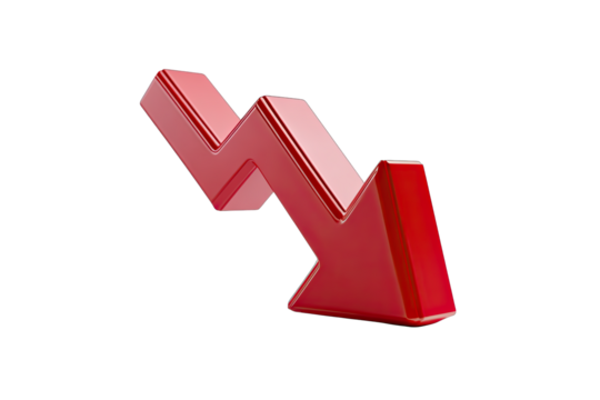 arrow down isolated on white background decline loss concept