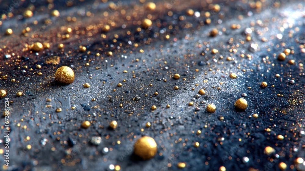 Poster starlit particles scatter across a cosmic backdrop in a mesmerizing display of colors and textures