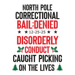  north pole correctional bail;denied 12-25-25 disorderly conduct caught plcking on the lives