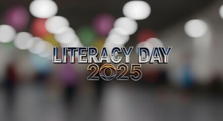 Conceptual graphic background for an international conference on education and reading skills, commemorating World Literacy Day in 2025