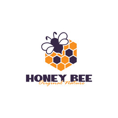 Honey bee logo design concept. Honeycomb design vector illustration, modern concept for brand