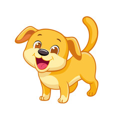 Cheerful cartoon dog smiling and happy with transparent background for creative design