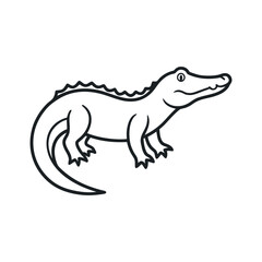 Outline of Crocodile Silhouette Vector on White
