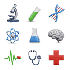 Medical and Science Icon Set – Healthcare, Laboratory, and Research Symbols