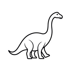 Outline of Dinosaur Animal Silhouette Vector on White