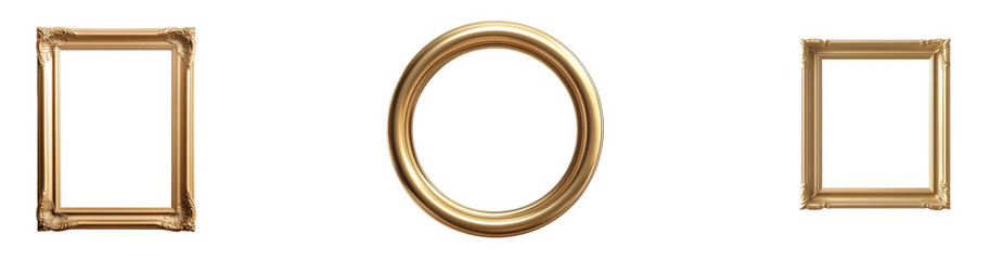 Elegant gold frames set for art display and interior design