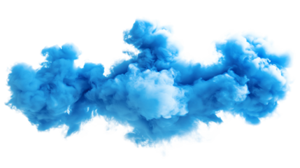 Blue smoke cloud isolated on white background for creative effects and artistic designs