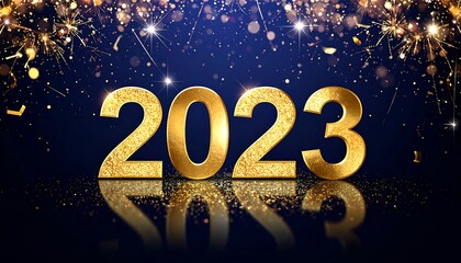 Golden 2023 new year celebration