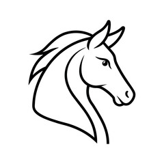 Outline of Horse Head Side View Vector on White