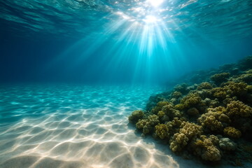 Fototapeta premium 光が差し込む海中 Light shining through the sea