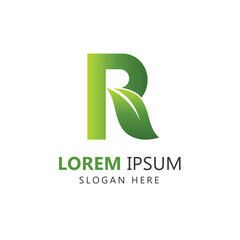 Letter R Leaf Logo Template