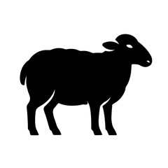 A classic black silhouette of a sheep, useful for farm, nature, or animal-related projects. White background. Vector art