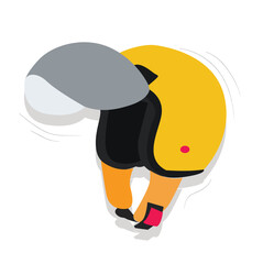 yellow motorcycle helmet. Motorcycle helmet for moto race and ride on scooter. 