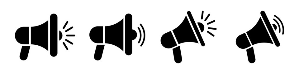 Megaphone. Megaphone icon set. Megaphone icon collection. Advertising concept on flat line style.