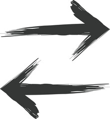 Hand drawn brush stroke and doodle arrow set. Ink sketch elements and marker scribbles for design decoration.