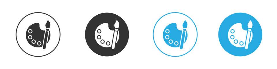 Brush and Palette icon. simple illustration graphic doodle black design