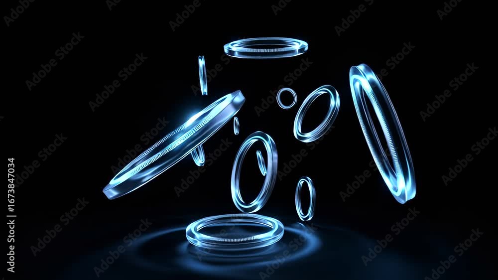 Poster abstract motion background with glowing circles and water ripples creating a futuristic scene
