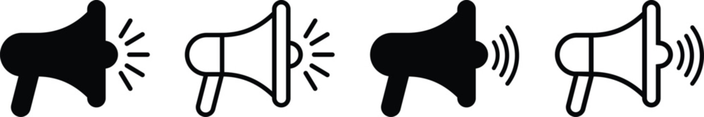 Loudspeaker megaphone icon. Megaphone icon set. Megaphone icon collection. Advertising concept on flat line style.