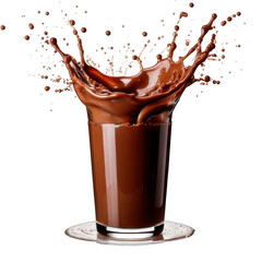 Chocolate protein shake splash, isolated on white and transparent background.