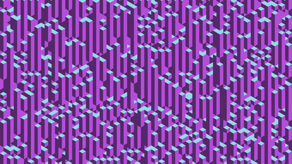Voxel texture with vertical geometric cubes arranged in axonometric projection. Tall voxel blocks forming an abstract structure with high columns and stacked cubes. Voxel art. Vector illustration