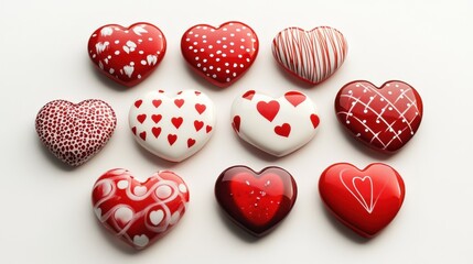 Fototapeta premium Valentine-themed neumorphic buttons with heart design.