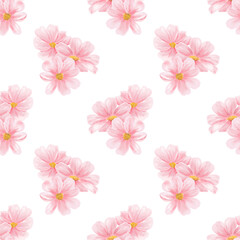 Seamless pattern watercolor flowers background vector for design.