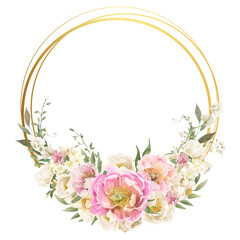Watercolor flowers wreath background vector for design.